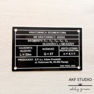 Tabliczka znamionowa aluminiowa grawerowana