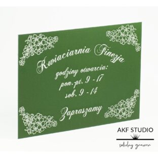 aluminiowa tablica firmowa szyld grawerowana zielona