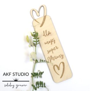 dla mamy zakładka do ksiazki z grawerem drewno