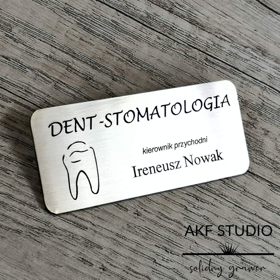 dentyfikator dla stomatologa stalowy grawerowany