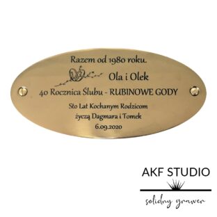 mosiezna tabliczka grawerowana na rocznice slubu