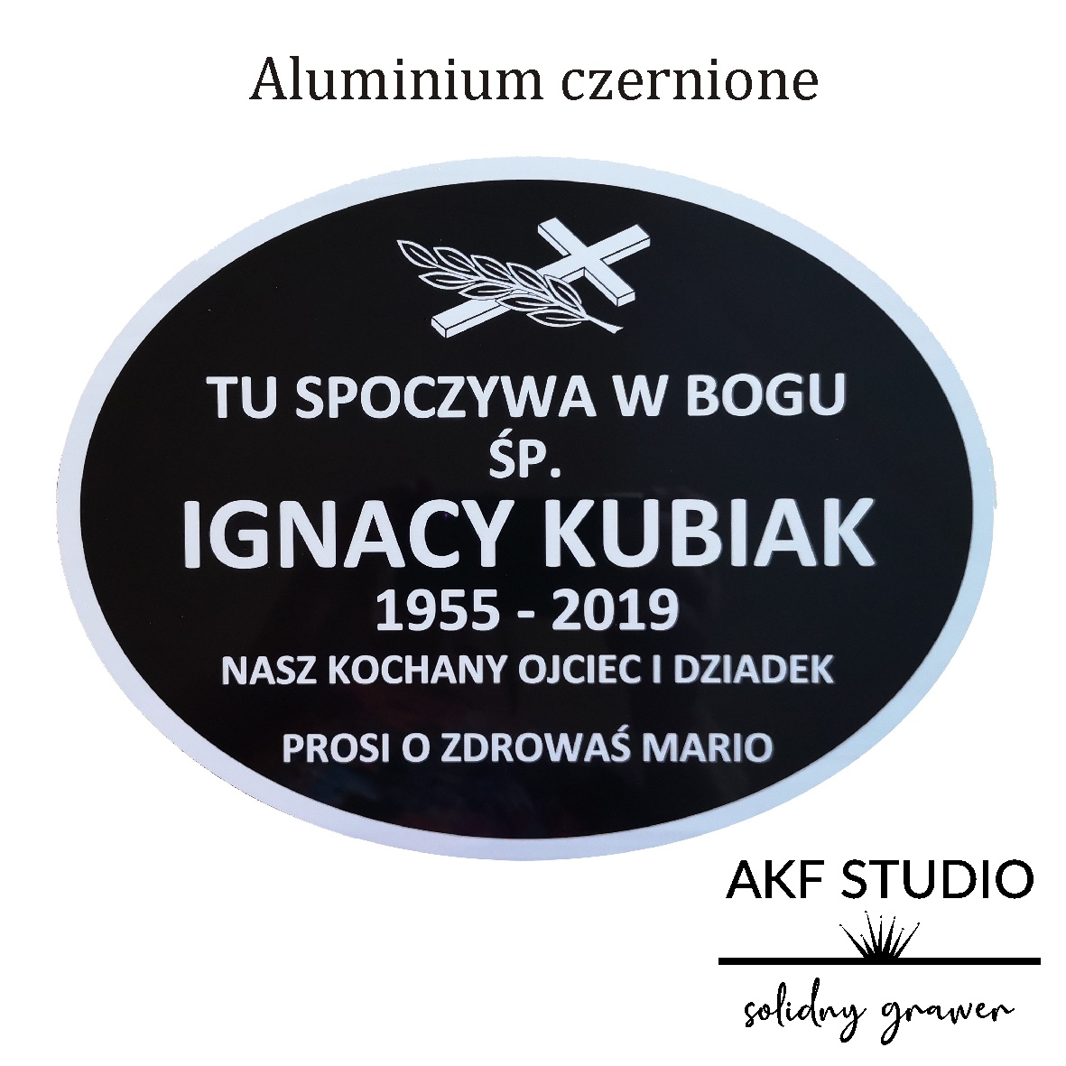 tablica nagrobna z aluminium w kolorze czarnym