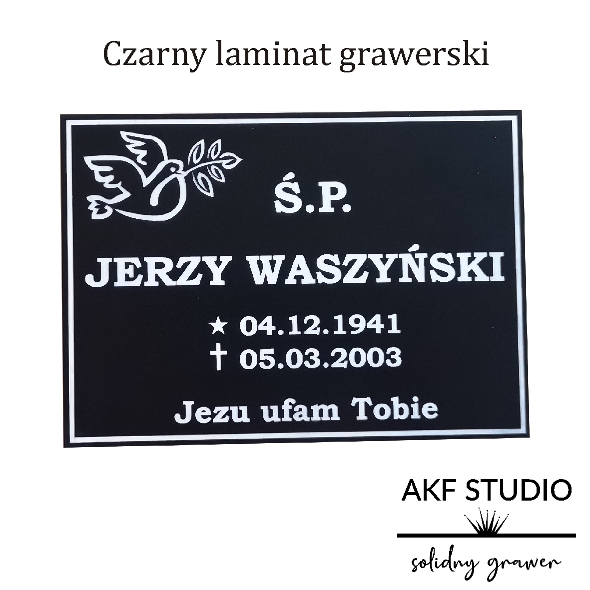 tablica nagrobna z laminatu grawerskiego w kolorze czarnym