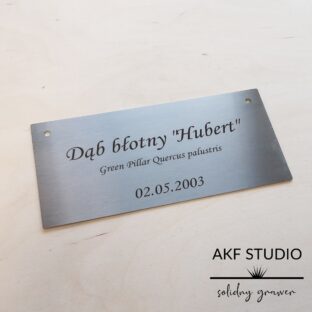 tabliczka drzewa grawerowana stal