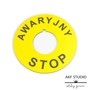 tabliczka grawerowana stop awaryjny zolta