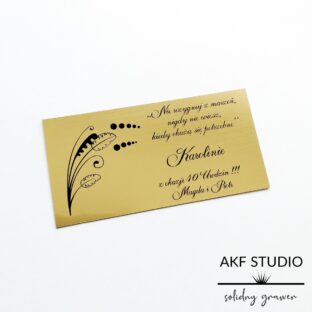 tabliczka na 40 urodziny zlota grawerowana