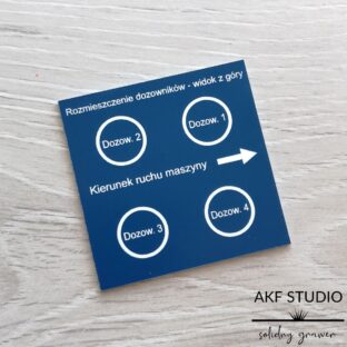 tabliczka opisowa na maszyne grawerowana niebieski laminat