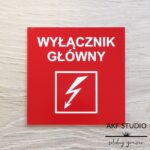 tabliczka wylacznik gêowny czerwona grawerowana