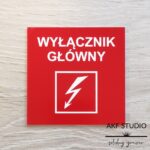 tabliczka wylacznik gêowny czerwona grawerowana