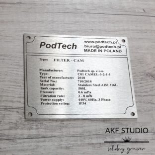 tabliczka znamionowa ze stali nierdzewnej grawer laserowy